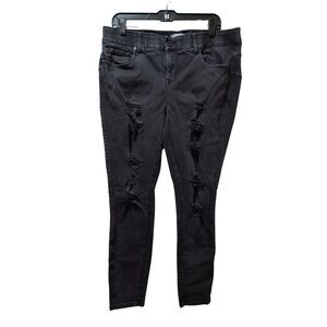 Torrid Jeans 16R Black Bombshell Skinny Premium Stretch Distressed Denim 36x27